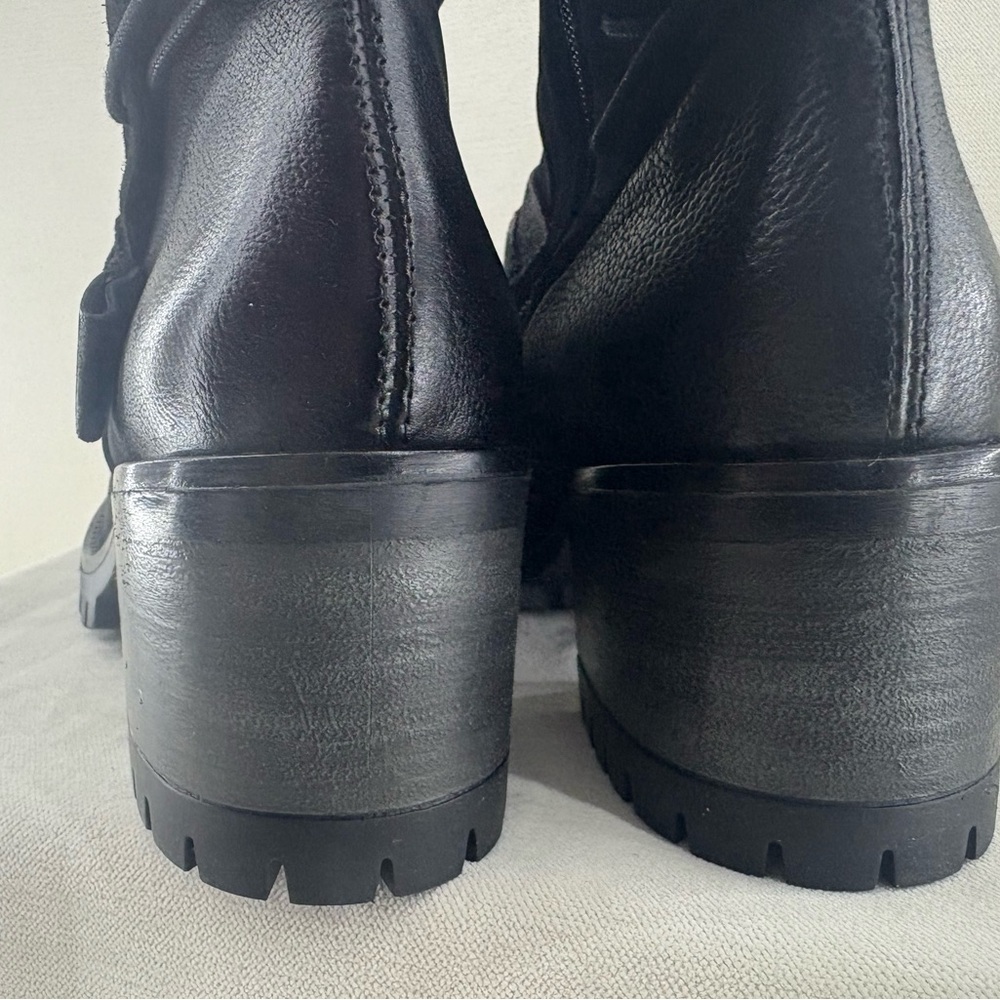 Miz Mooz Black Lace-Up Knee-High Heeled Boots - Picture 7 of 11